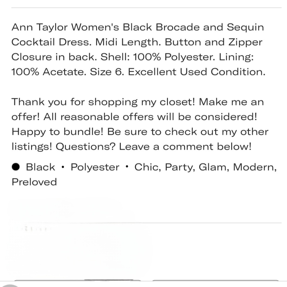 Ann Taylor Women's Black Sequenced  Brocade Floral  Cocktail Dress US Size 6 - Picture 14 of 14